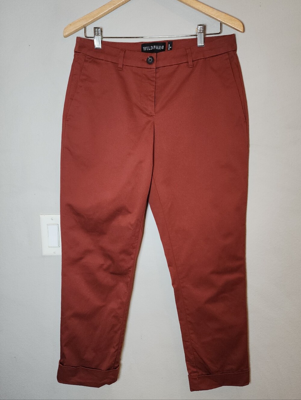 Wildfang Essential Trouser Cotton Pants Brick Red Rust Women's Size 6